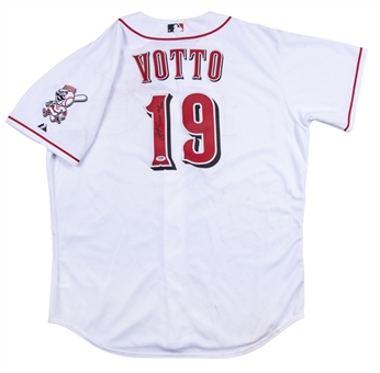 2013 Joey Votto Game Used & Signed Cincinnati Reds Home Jersey (Sports Investors Authentication & PSA/DNA)